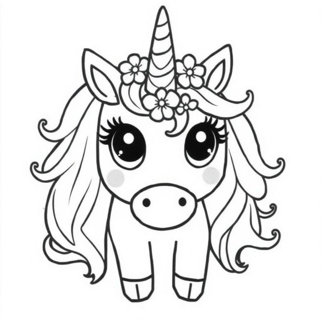 Coloriage licorne magique kawaii à imprimer gratuitement